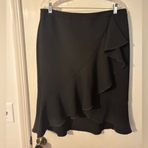 Ann Taylor Black Asymmetrical Ruffle Skirt
